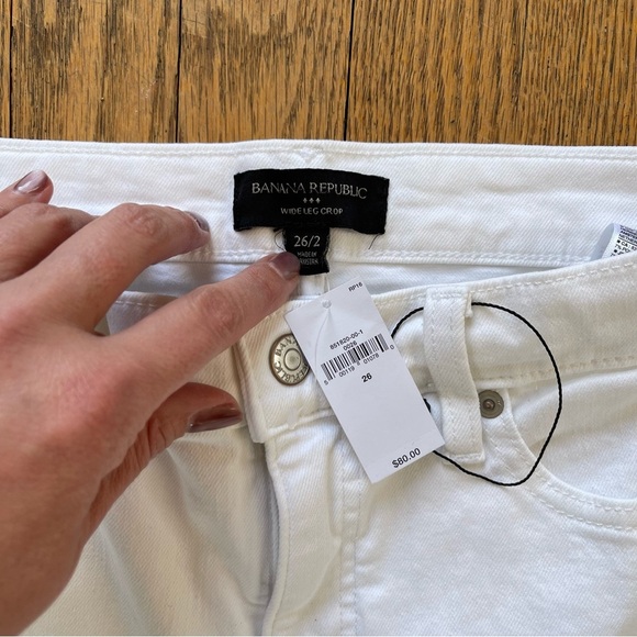 Banana Republic Wide Leg Crop Jean Pure White 851820 Size 26 NWT - Picture 2 of 5